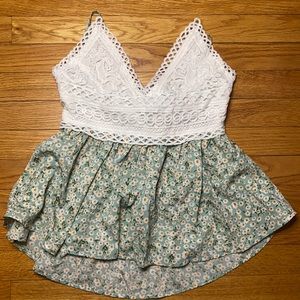 Floral American eagle tank top medium